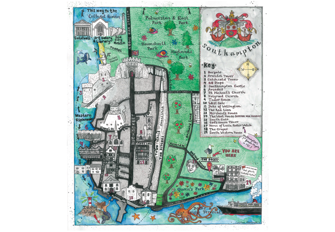 A Map of Southampton for The Dock's Coffee House, 2017 (Prints available from the cafe)
